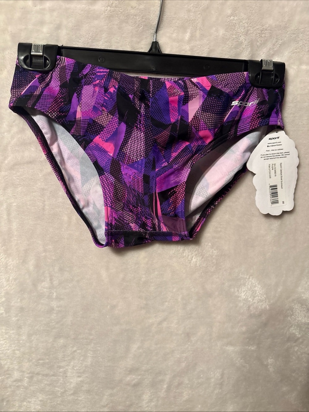 Sporti Men's Purple Patterned Swim Briefs